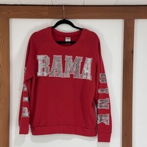 PINK Victorias Secret Alabama Bama Sweatshirt Womens M Red Sequin Academia